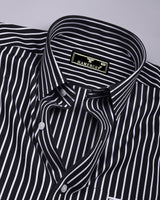 Kovan Black With White Stripe Premium Giza Shirt