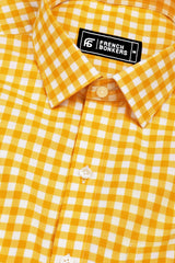 Glinver Yellow and White Gingham Check Cotton Shirt