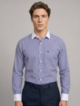 Eternity NavyBlue With White Stripe Premium Giza Designer Shirt