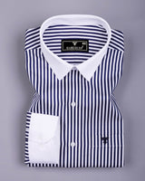 Eternity NavyBlue With White Stripe Premium Giza Designer Shirt