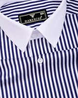 Eternity NavyBlue With White Stripe Premium Giza Designer Shirt