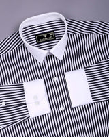 Eternity Black With White Stripe Premium Giza Designer Shirt