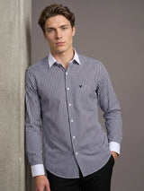 Eternity Black With White Stripe Premium Giza Designer Shirt