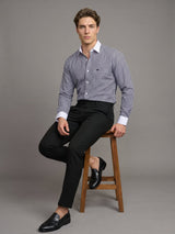 Eternity Black With White Stripe Premium Giza Designer Shirt