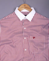 Eternity Red With White Stripe Premium Giza Designer Shirt