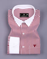 Eternity Red With White Stripe Premium Giza Designer Shirt
