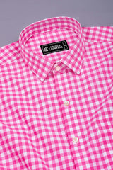 Ginger Pink and White Gingham Check Cotton Shirt