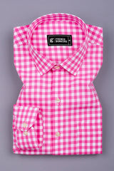 Ginger Pink and White Gingham Check Cotton Shirt
