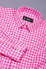 Ginger Pink and White Gingham Check Cotton Shirt