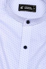 Sivra White with Micro Blue Circle Printed Cotton Shirt