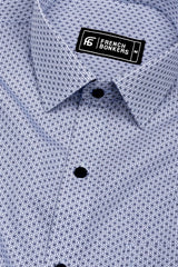 Chalk White with Navy Microform Printed Cotton Shirt