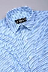 Orbix Sky Multicolor Micro Circle Printed Cotton Shirt