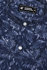 Noxtone Navy Blue Floral Printed Cotton Shirt