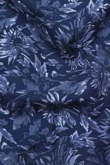 Noxtone Navy Blue Floral Printed Cotton Shirt