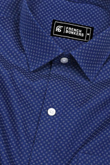 Twixel NavyBlue Micro Cross Printed Cotton Shirt