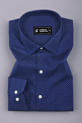Twixel NavyBlue Micro Cross Printed Cotton Shirt