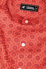 Rust Orange Mehndi Art Cotton Shirt