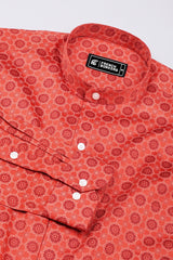 Rust Orange Mehndi Art Cotton Shirt