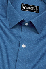 Ornix Navy Blue block printed Cotton Shirt
