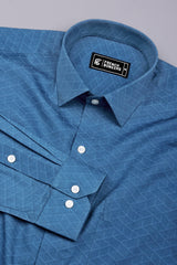 Ornix Navy Blue block printed Cotton Shirt