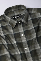 Zimma Green With White Check Corduroy Cotton Shirt