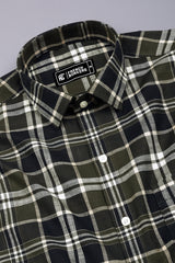 Sinza Green With Navyblue Twill Check Cotton Shirt