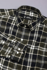 Sinza Green With Navyblue Twill Check Cotton Shirt