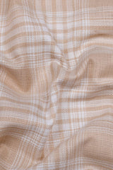 Biscuit Cream With White Check Jute Cotton Shirt