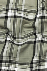 Kosra Green With Black Twill Check Cotton Shirt