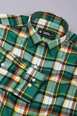 Thermond Green Multicolour Twill Check Cotton Shirt