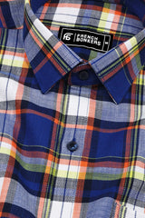 Eclipse Blue Multicolor Twill Check Cotton Shirt