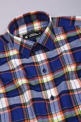 Eclipse Blue Multicolor Twill Check Cotton Shirt