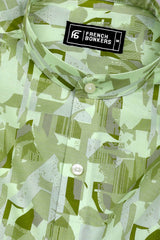 Sage Green Abstract Geometric Printed Cotton Shirt