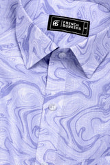 Light Cornflower Blue With White marble Printed Cotton Shirt