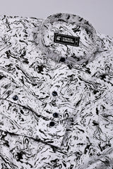 Swirl White with black marble marble Printed Cotton Shirt