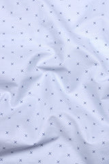 Ice Blue With Navyblue Doted Cross printed Cotton Shirt