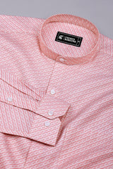 Flamingo Pink with Cream geometric chain Printed Cotton Shirt