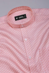 Flamingo Pink with Cream geometric chain Printed Cotton Shirt