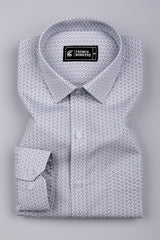 White With grey SeaShell Printed Cotton Shirt