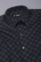 Onyx Black with Grey Checked Cotton Shirt