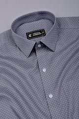 Smoky Grey With White Printed Cotton Shirt