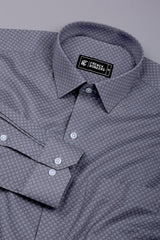 Smoky Grey With White Printed Cotton Shirt