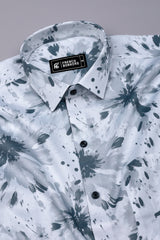 Anchor Grey With White Printed Cotton Shirt
