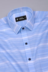 Oshiro SkyBlue Weft Stripe Oxford Cotton Shirt