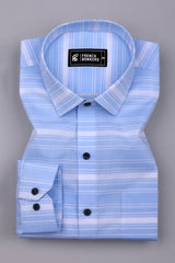 Oshiro SkyBlue Weft Stripe Oxford Cotton Shirt