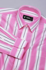 Crisin Pink With White Stripe Cotton Shirt