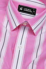 Crisin Pink With White Stripe Cotton Shirt