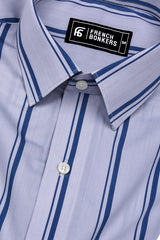 Zephy Grey With Blue Stripe Cotton Shirt