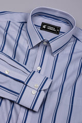 Zephy Grey With Blue Stripe Cotton Shirt