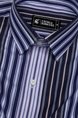 Denim Blue With Multicolor Stripe Cotton Shirt